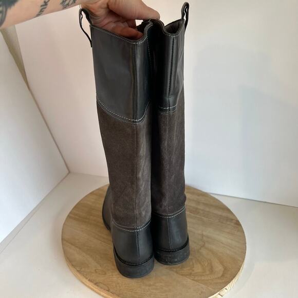 Seychelles Black & Gray Genuine Leather Suede Zip Up Riding Boots Size 9 - Picture 5 of 16